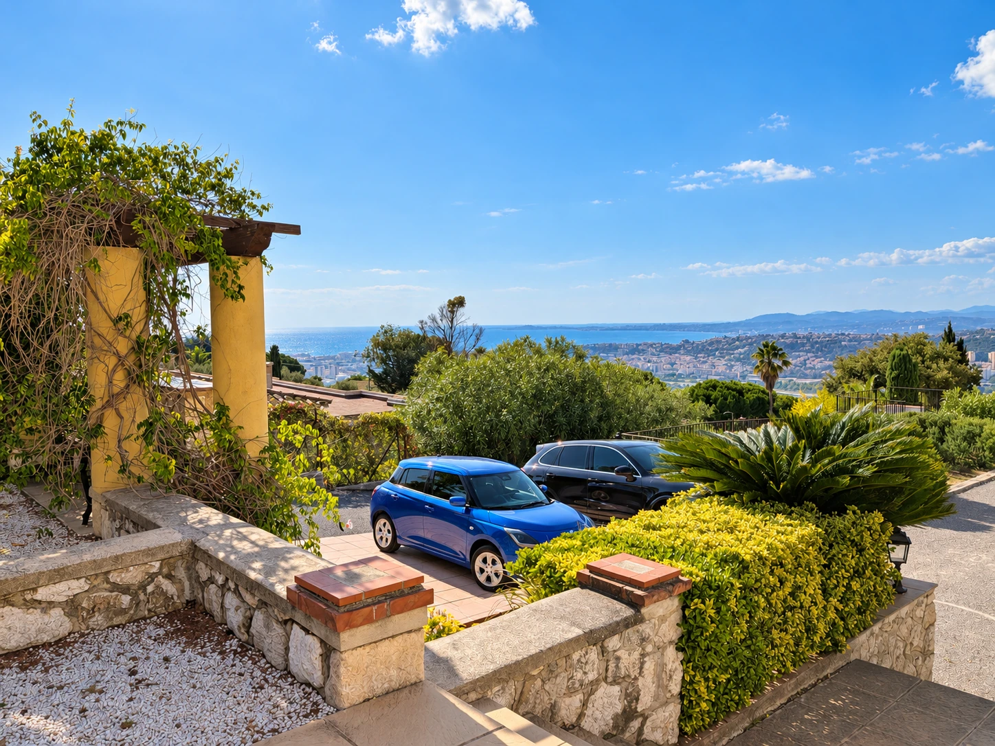 The residence's private parking